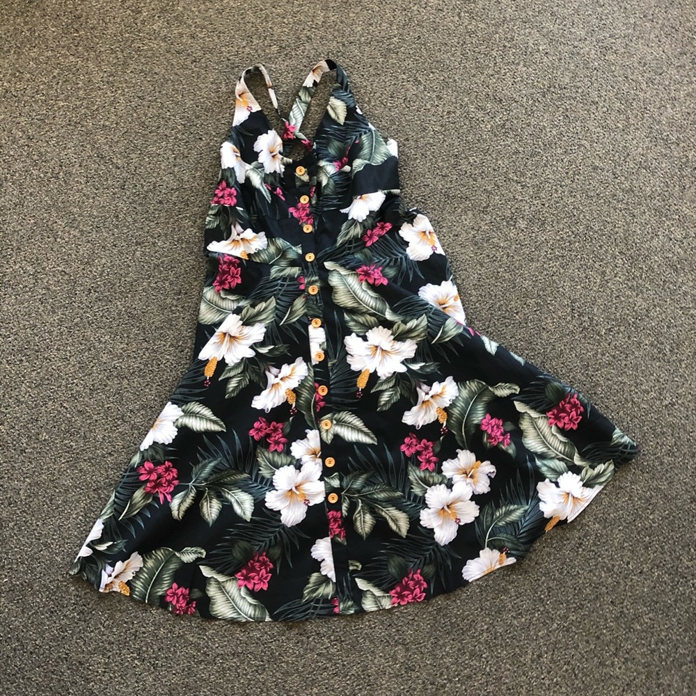 Tahiti Tropical Floral 50s Vintage Style Dress